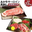 【ふるさと納税】【定期便6か月】あか牛サーロイン肉 1kg（5枚～6枚）馬刺し 200g 1.2kg×6回 合計7.2kg 食べ比べセット あか牛 和牛 牛 サーロイン 牛肉 肉 ステーキ用 馬刺し 馬刺 馬 赤身 霜降り たてがみ 国産 九州産 熊本県産 冷凍 送料無料