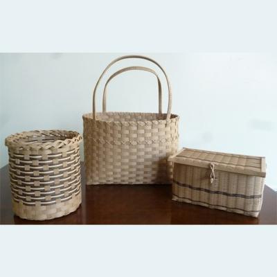 ふるさと納税 紋別市 手づくりのカゴ3点セット(茶系)