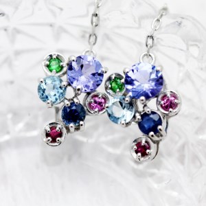 16-9-1 ピアスぶどうK10WG ホワイトゴールド10金カラーストーンアメリカン揺れるチェーンピアス【f102-k10】 ALPAZ027