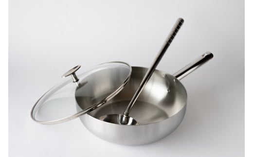 アルミクラッド三層中華鍋27cm (ガラス蓋付)＋中華お玉 FC050010