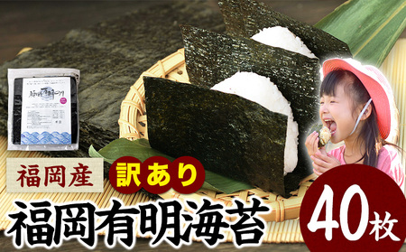 訳あり 海苔 のり 福岡有明のり全型40枚 40枚×1袋 《30日以内に出荷予定(土日祝除く)》海苔  海苔 福岡県産海苔 特産品有明海苔 訳あり海苔 のり 有明海産海苔 有明のり ミネラル  焼き海苔 焼海苔 おにぎり