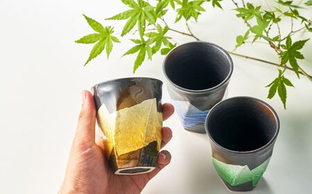 【食卓に彩りを】九谷焼 焼酎カップ 「銀彩」 【銀彩青釉】 九谷焼 酒器 タンブラー ｜ 石川県 小松市 【打田平太郎商店】
