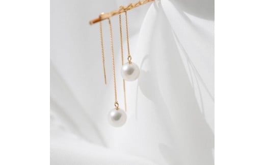 
            無調色 アコヤ真珠（日本） 7.5mm  K10 イエローゴールド アメリカンピアス
          