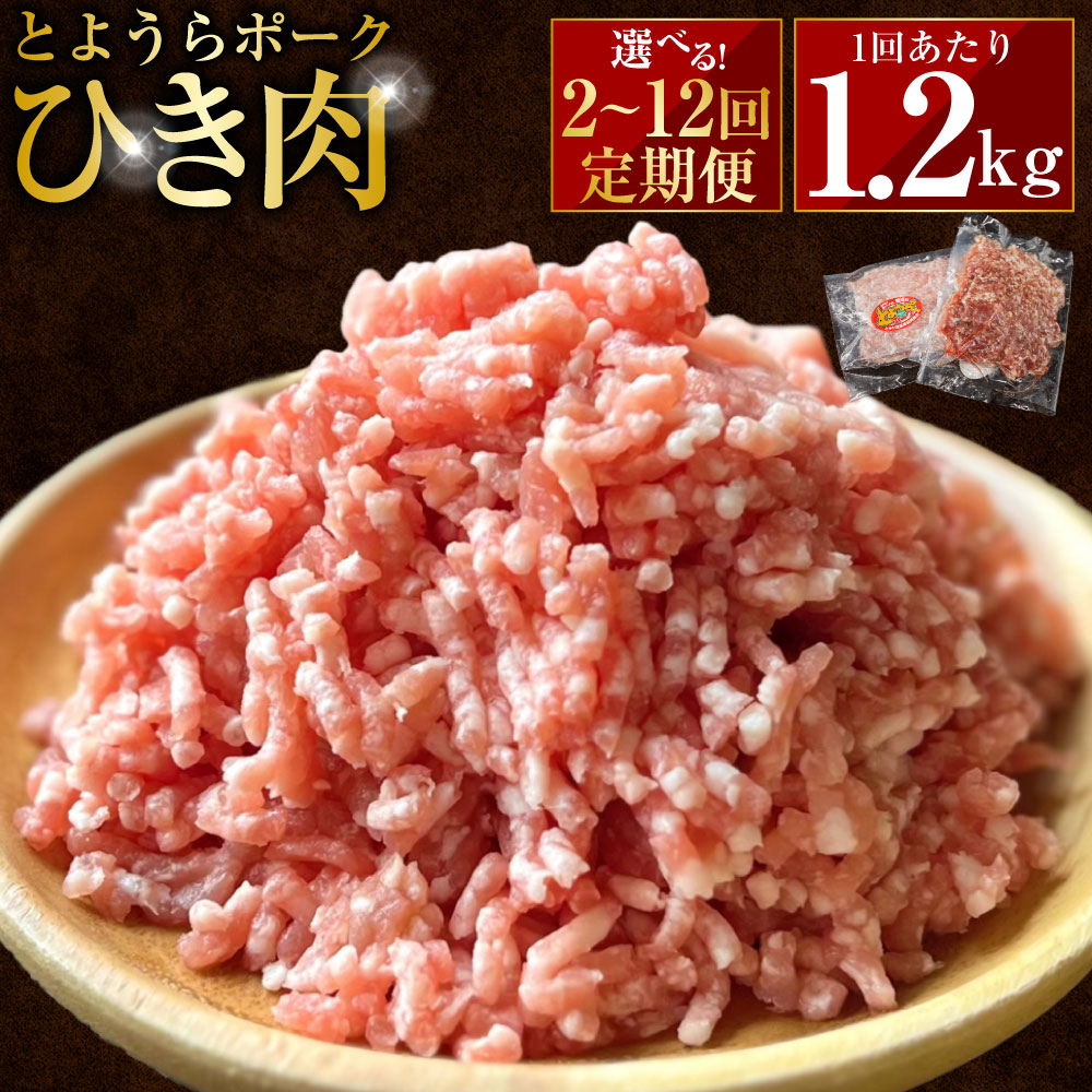 【ふるさと納税】＜選べる定期便＞とようらポーク 1回あたり計1.2kg （300g×4パック） ひき肉 小分け 北海道豊浦産 SPF豚 1ヶ月毎 2回～12回 ブランド豚 豚肉 お肉 おかず 餃子 ハンバーグ そぼろ カレー 麻婆豆腐 冷凍 北海道産 国産 北海道 豊浦町 送料無料
