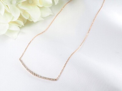 K18PG 0.30ctダイヤモンドグラデーションラインネックレスP2451