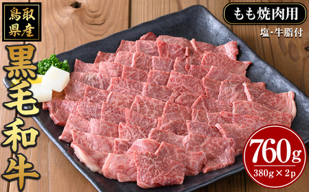 鳥取黒毛和牛もも焼肉用(計760g)国産 鳥取県産 もも 牛肉 お肉 肉 牛脂 冷凍 オリジナル調味塩 お取り寄せ 【sm-AP008】【いろは精肉本店】