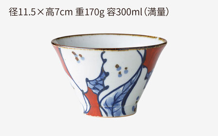 【波佐見焼】568碗 赤絵ザクロ・桃絵 ペアセット【西海陶器】[OA434]