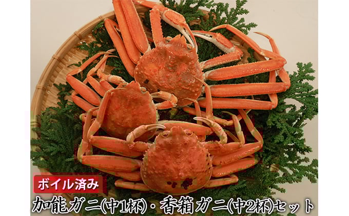 
            [№5984-0122]【納品日指定不可】加能ガニ（中1杯）香箱ガニ（中2杯）セット　ボイル済み
          