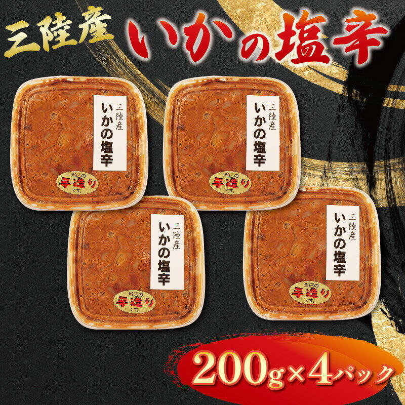 【ふるさと納税】 イカ塩辛 800g 200g×4パック 手作り イカ いか 塩辛 手づくり 小分け 冷凍 海産物 手造り イカの塩辛 烏賊 三陸産 塩 釣り 辛い ご飯 おかず 夕飯 夕ご飯 おつまみ 1万円 10000円