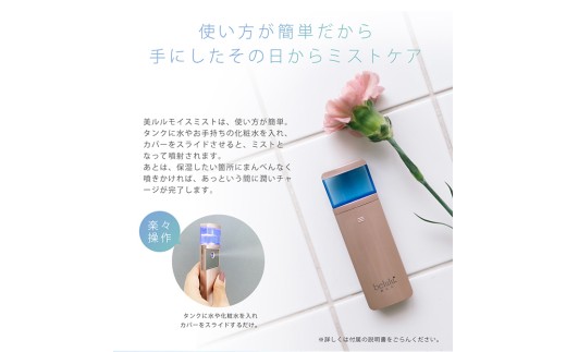 【ギフト対応可】美ルル モイスミスト（スノーホワイト） 美ルル モイスミスト ハンディミスト ナノ超微粒子 化粧水対応  携帯用 乾燥肌 毛穴ケア メイクの上から 保湿