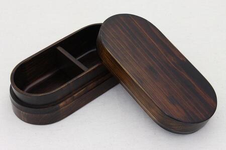 ◇紀州桧弁当箱 タイプ2 DBR ナノコート 弁当包みセット【ミズタマ】