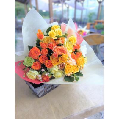 ふるさと納税 杵築市 『天使のバラ』薔薇だけのミニ丈ブーケ(黄オレンジ系)Lサイズ |  | 02