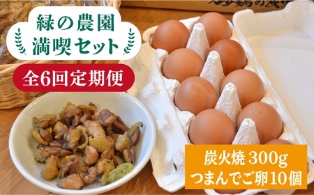 【全6回定期便】《 鶏 の 炭火焼 と ブランド 卵 のセット》緑の農園 満喫セット糸島市 / 緑の農園 [AGA034] 炭火焼き 肉 鶏肉 親鶏  おつまみ つまんでご卵 平飼い