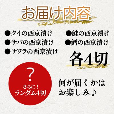 ふるさと納税 田野町 【四国一小さなまちの地酒・美丈夫酒粕使用】魚屋の西京漬け5種各4P+ランダム4P　計24P★骨なし★ |  | 01