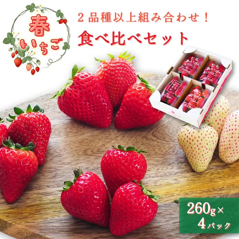 【春イチゴ】「2品種以上組み合わせ!」食べ比べセット(260g×4パック)_果物・フルーツ いちご  イチゴ 苺_【配送不可地域：離島】【1589308】