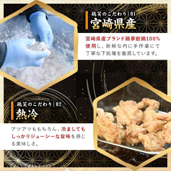 宮崎県産若鶏使用！夢創鶏唐揚げ むね肉(約800g) 鶏肉 肉 からあげ 国産 から揚げ カラアゲ 冷凍 レンジアップ レンジ調理 便利 惣菜 宮崎県 門川町【TS-07】【鶏笑】