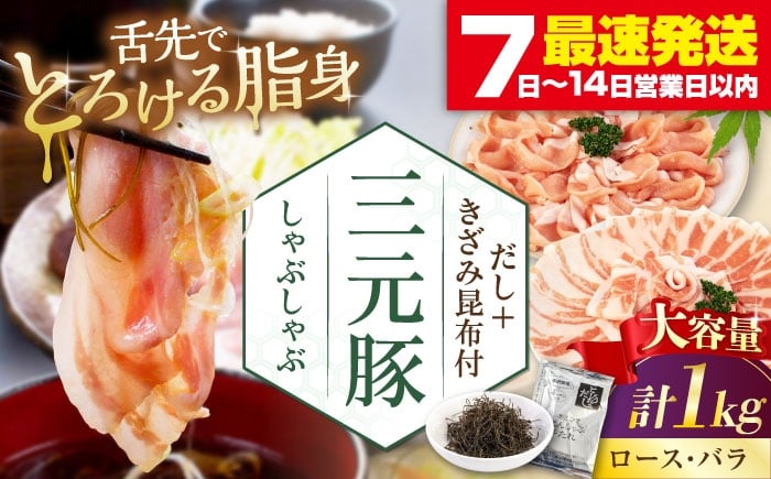 
            三元豚 しゃぶしゃぶ セット 計 1kg  (ロース・バラ )  だし・昆布付き 《喜茂別町》【平田牧場】 肉 豚肉 ロース バラ ロース肉 バラ肉 しゃぶしゃぶ 鍋 お鍋 冷凍配送 [AJAP174]
          