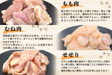 奥三河どり 錦爽どりを使用！ 国産 若鶏味付け肉 3種セット 2.2kg（もも肉300g×4・むね肉300g×2・せせり200g×２）せせり もも むね 塩ダレ 味付け肉 鶏肉 鶏 肉 キャンプ バー