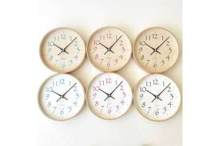 KATOMOKU Plywood clock km-120　木製掛け時計（ライトピンク）