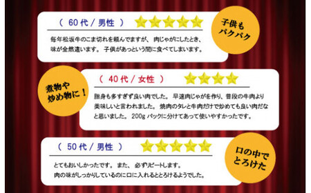 家庭用 松阪牛 小間切れ 200g×3P　I90