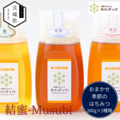 ふるさと納税 茨城県 茨城県産 国産 天然生はちみつ 田舎はちみつ 280g×3種類セット 結蜜-Musubi B3