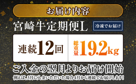 ≪12回連続お届け≫いろんなカットが楽しめる宮崎牛定期便L(総重量19.2kg)_T358-12-N201_(都城市)  宮崎牛 牛肉 肉 肩ロース ウデまたはモモ ロース 焼肉 すき焼き しゃぶしゃ