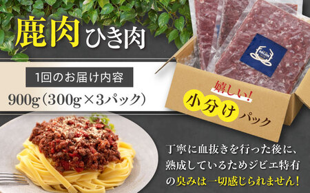 【全12回定期便】鹿肉 ひき肉 計900g（300g/パック） 《喜茂別町》【EBIJIN】 ジビエ 鹿 エゾ鹿 ミンチ 挽肉 挽き肉 冷凍 ハンバーグ そぼろ 冷凍配送 定期便 [AJAO065]