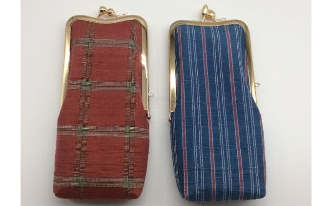 
上田紬の眼鏡ケース（がま口タイプ） [№5312-0542]
