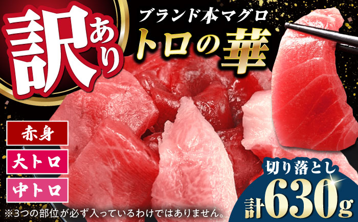 
            訳あり！対馬産 本マグロ 切り落とし 630g（9パック） ≪対馬市≫【桐谷商店】 トロの華 冷凍 新鮮 海鮮 小分け マグロ [WAQ035]
          