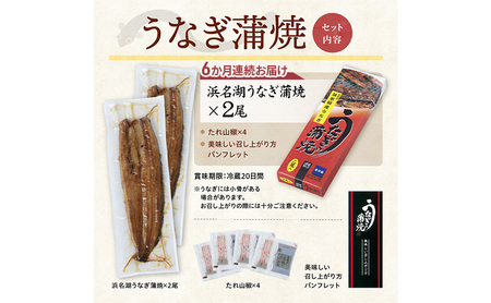 【6か月定期便】浜名湖産うなぎ蒲焼　約140g×2尾入り　計6回 うなぎ ウナギ 鰻 ブランドうなぎ 蒲焼 浜名湖 とろける ふっくら 香ばしい 旨味 肉厚 自家製たれ 二度焼き 静岡 浜松市