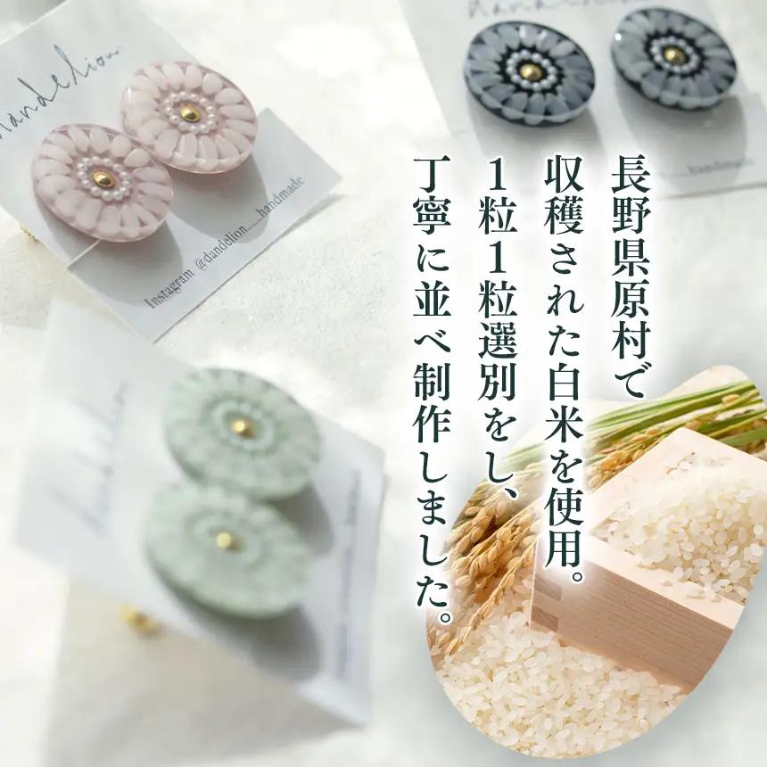 お米 の アクセサリー 【 イヤリング 】 グリーン