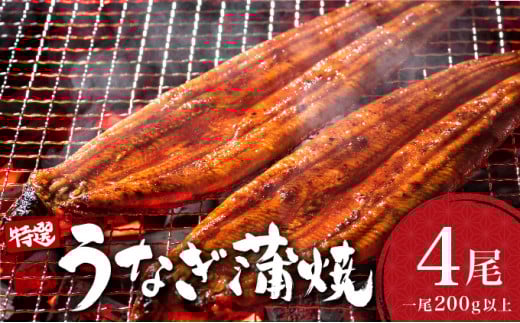 ＜土用の丑の日(7月26日)着＞うなぎ蒲焼き 800g (200g×4尾) ／ 国産 蒲焼き 長焼き ウナギ 鰻 蒲焼 冷凍 贈答 うなぎ
