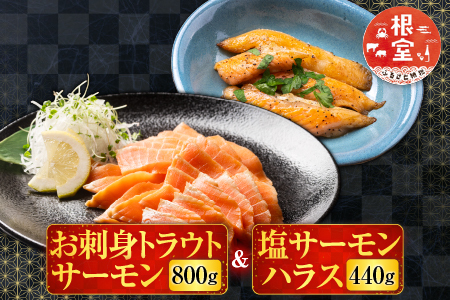 お刺身トラウトサーモン800g＆塩サーモンハラス440g A-09033