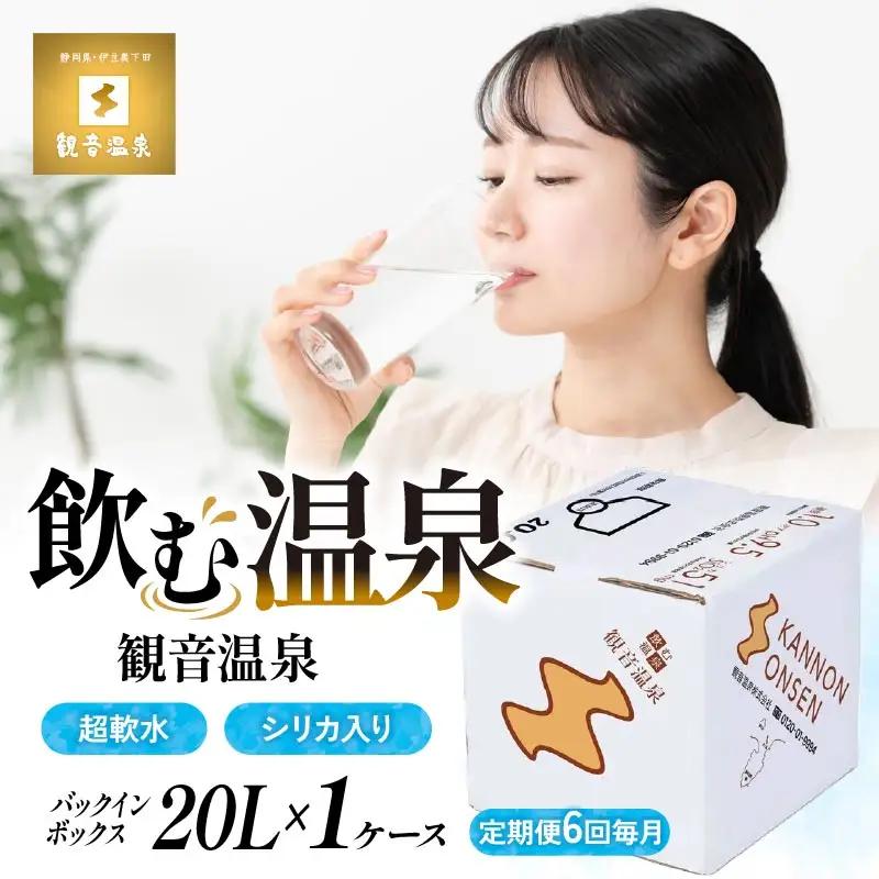 飲む温泉水 観音温泉 20L 1箱 定期便6回 毎月 バックインボックス