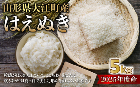 山形県大江町産 はえぬき5kg【2025年度産米】 004-019