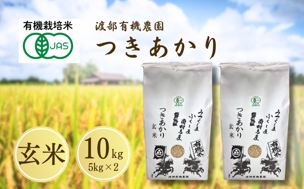 【先行予約】JAS有機米 つきあかり 玄米 10kg 令和8年産 | JAS 有機米 コメ 米 こめ ブランド米 銘柄 福島 福島県産 渡部有機農園 cn003-ad