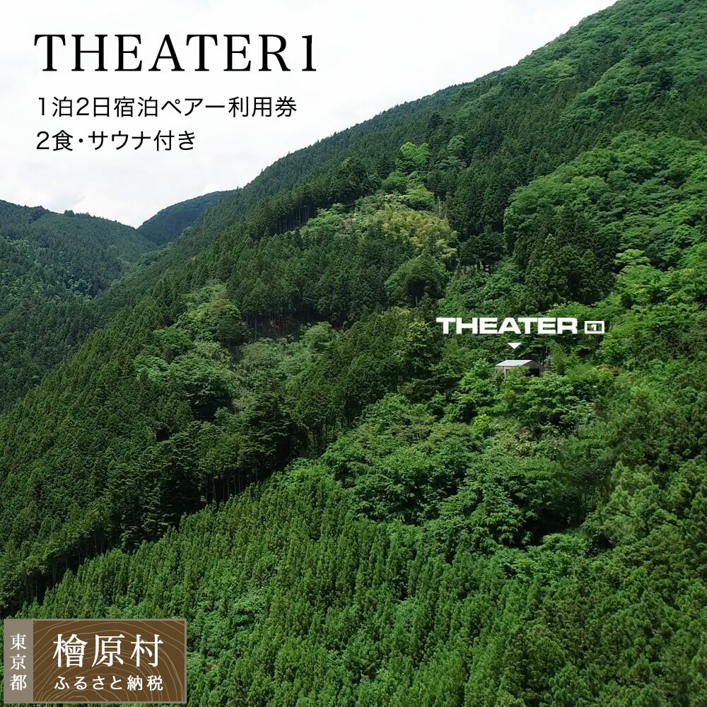 【ふるさと納税】THEATER1 1泊2日宿泊ペアー利用券　（2食・サウナ付き） | 宿泊 利用券 チケット 1組限定 プライベートシアター グランピング サウナ 東京 檜原村