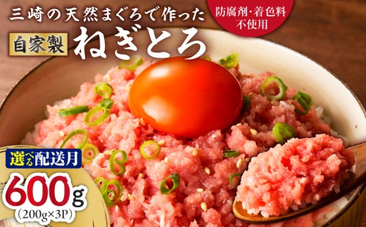 【防腐剤・着色料不使用】三崎の天然まぐろで作った自家製とろみ（ねぎとろ用）200g×3P（約6人前）【7月お届け】　M005-006-07