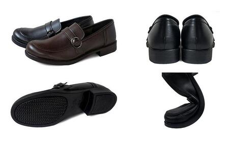 【職人手作り】靴ずれから解放 やわらかベルトローファー 学生靴 通学 通勤 冠婚葬祭  A0663（ダークブラウン）