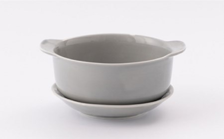  肥前吉田焼 カラフルグラタン皿耐熱丸型グリーン・グレイ2点セット NAZ406 