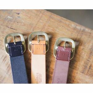 【minca】幅40mmベルト/32インチ  栃木レザーの希少な「ハーネスレザー」使用の贅沢な1枚革のレザーベルト オイルタイプ/オリーブ/HL-B03/OLIVE　618