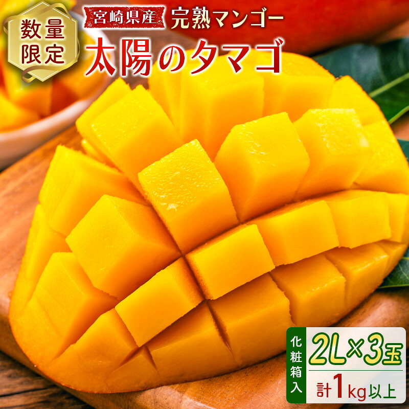 【ふるさと納税】 数量限定 宮崎県産 完熟マンゴー＜太陽のタマゴ＞2L×3玉（計1kg以上）※2027年4月下旬配送開始 化粧箱入 フルーツ くだもの