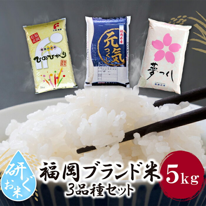 【ふるさと納税】レビューキャンペーン 研ぐお米 福岡ブランド米3品種セット 各5kg ひのひかり 夢つくし げんきつくし《福智町チャンス》