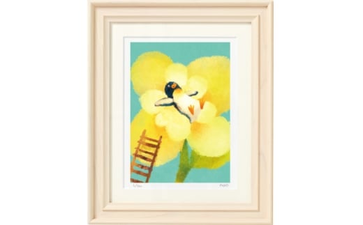 イラスト作家「菜生」アートフレーム〈ふわふわフラワー〉ペンギン【1675707】