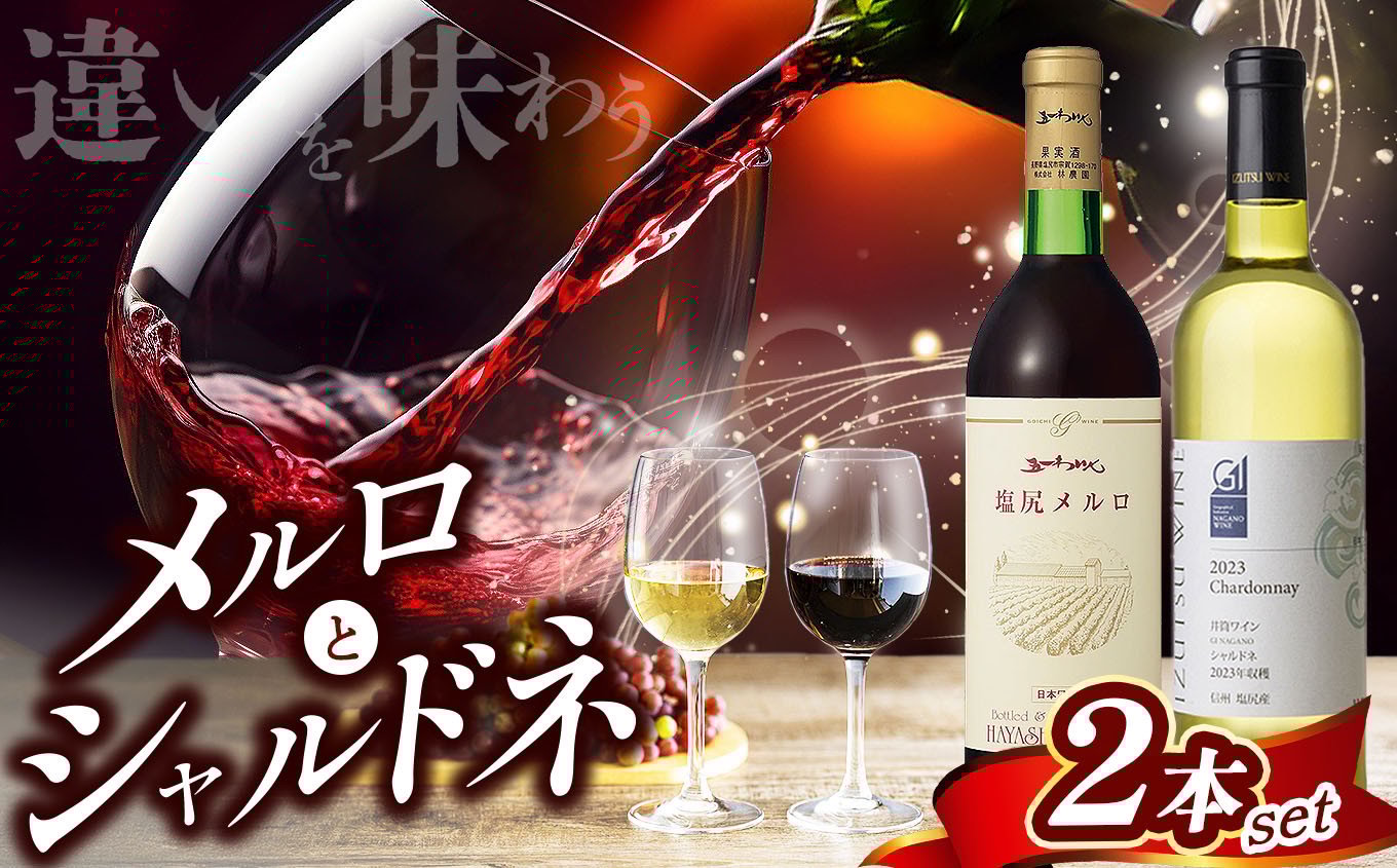 
            塩尻シャルドネ と塩尻メルロのセット（ 井筒ワイン・五一わいん） | お酒 酒 おさけ アルコール ワイン わいん 長野県 塩尻市
          
