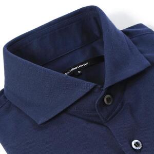 DJS-004 decollouomo メンズドレスシャツ半袖（生地／コンコルド）ライトネイビー／Sサイズ