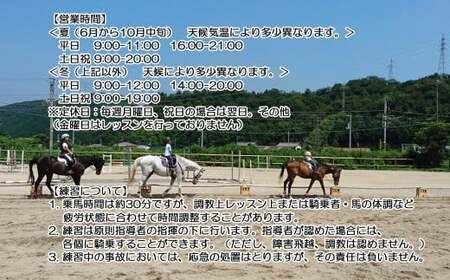 初心者歓迎 マンツーマン乗馬教室30分×4回 エヒメ乗馬クラブ（小学生以上1名）