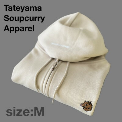 【ふるさと納税】「イノシシ派」ジップアップスウェットパーカー/ストーン/男女兼用Mサイズ【1669279】