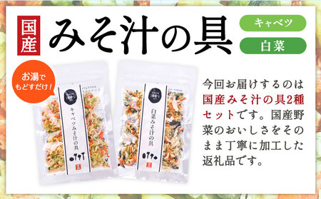 国産 乾燥野菜 みそ汁 2種セット キャベツ 1袋 白菜 1袋 合計 2袋 吉良食品 《30日以内に出荷予定(土日祝除く)》 熊本県 大津町 野菜 乾燥野菜 味噌汁 みそ汁 時短 簡単 便利