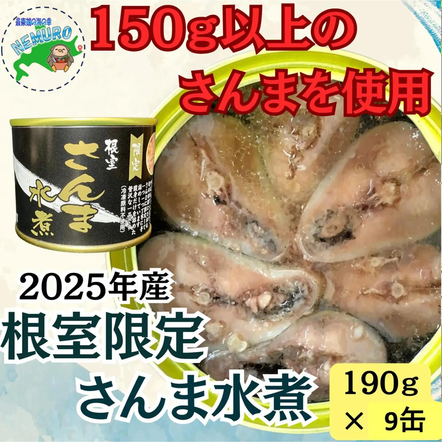 【北海道根室産】さんま水煮190g×9缶 C-78033